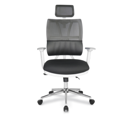 Jumbo Yarım Derili ve Fileli Beyaz Gövdeli Çalışma Koltuk